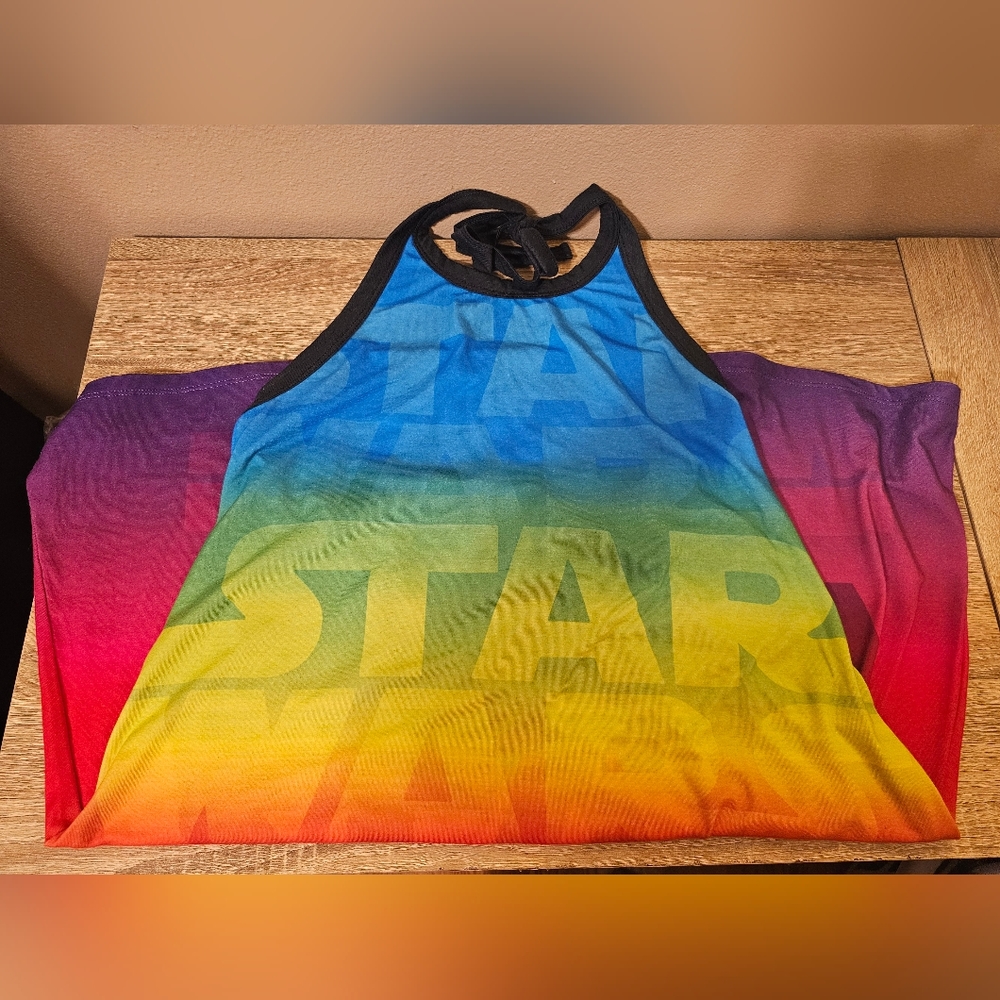 Disney Parks Star Wars Logo Rainbow Dress Size Large EUC